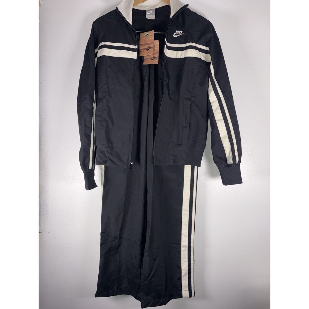 Vintage Nike 2-Piece Tracksuit Set Black White XS Zip Jacket & Pants 331139-010
